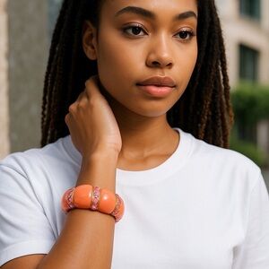 Bold Orange and Pink Stretch Bracelet